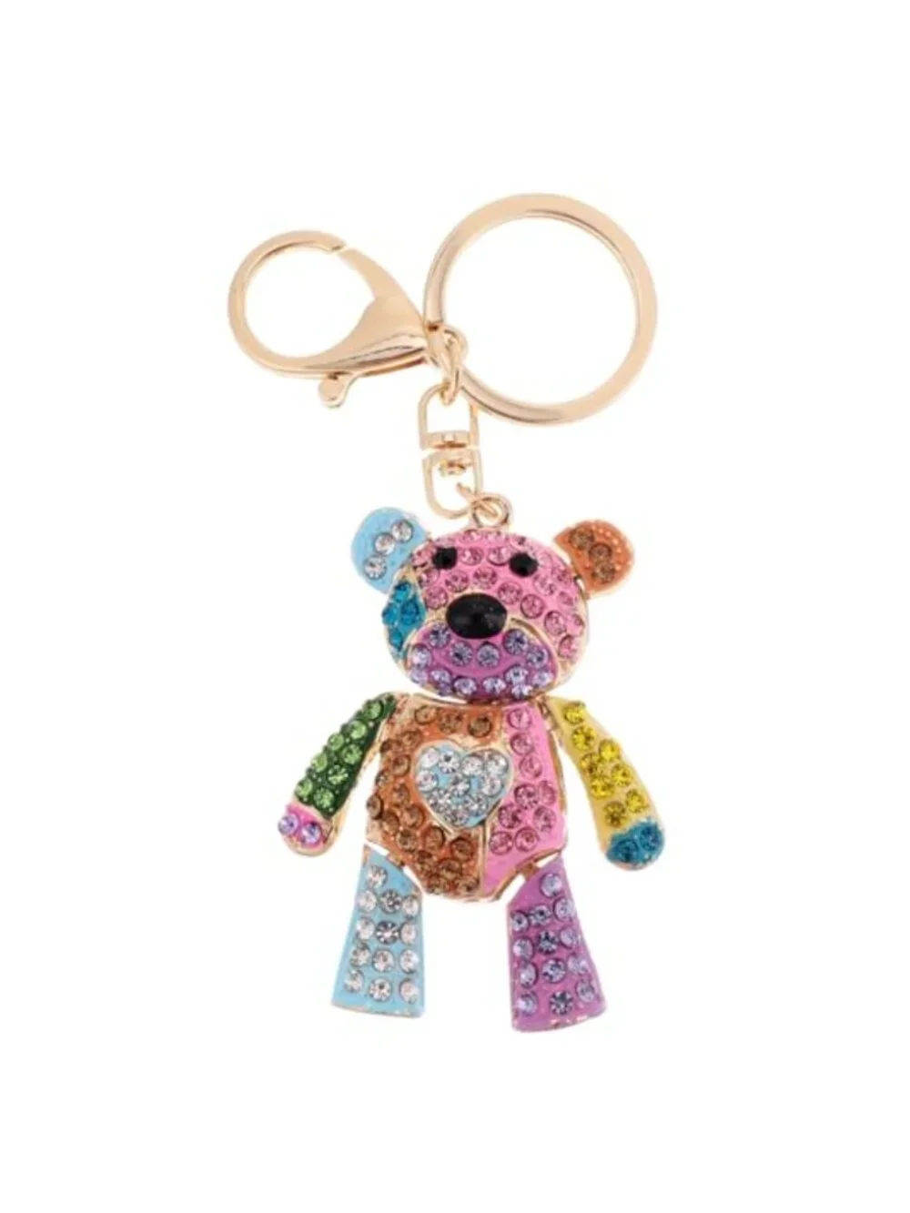 Crystal Rhinestone Bear Keychain Cartoon Animal Pendant Charm Purse Keyring